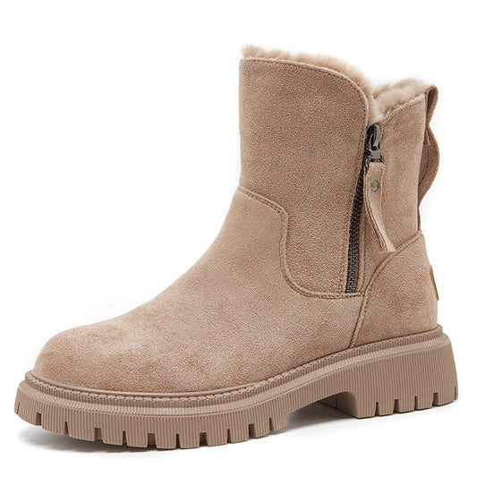 Cheryl | Women’s Fur-Lined Suede Ankle Boots with Side Zipper and Non-Slip Sole
