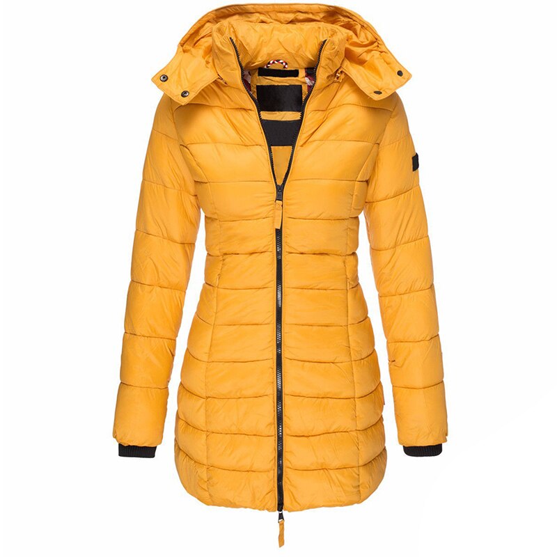Ramona | Women’s Long Padded Winter Jacket with Hood, Zip & Pockets