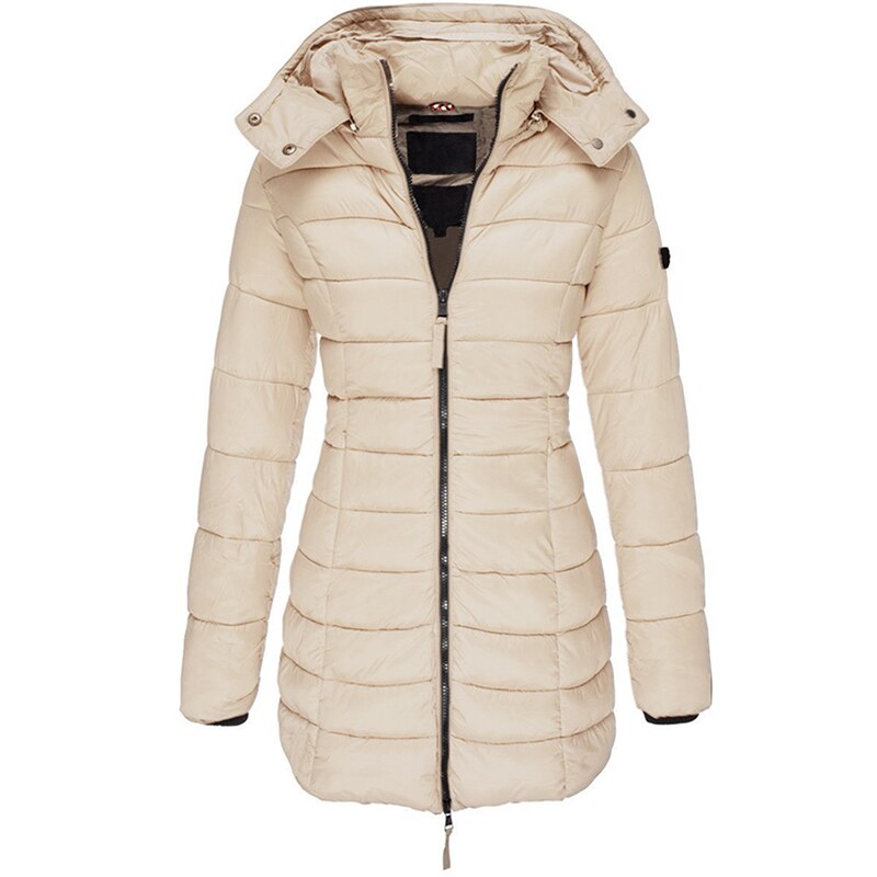 Ramona | Women’s Long Padded Winter Jacket with Hood, Zip & Pockets