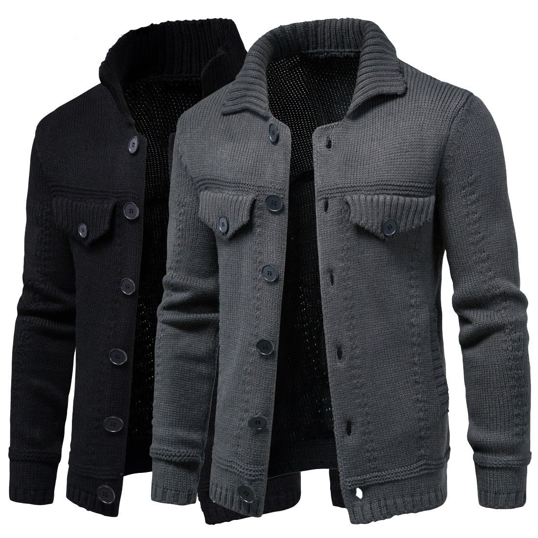 Karl | Men’s Solid Color Buttoned Knitted Cardigan – Classic Warmth and Style