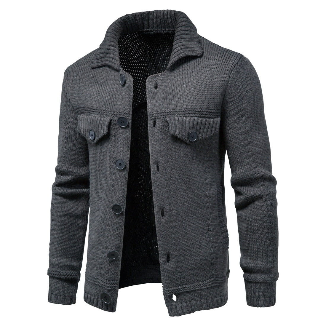 Karl | Men’s Solid Color Buttoned Knitted Cardigan – Classic Warmth and Style