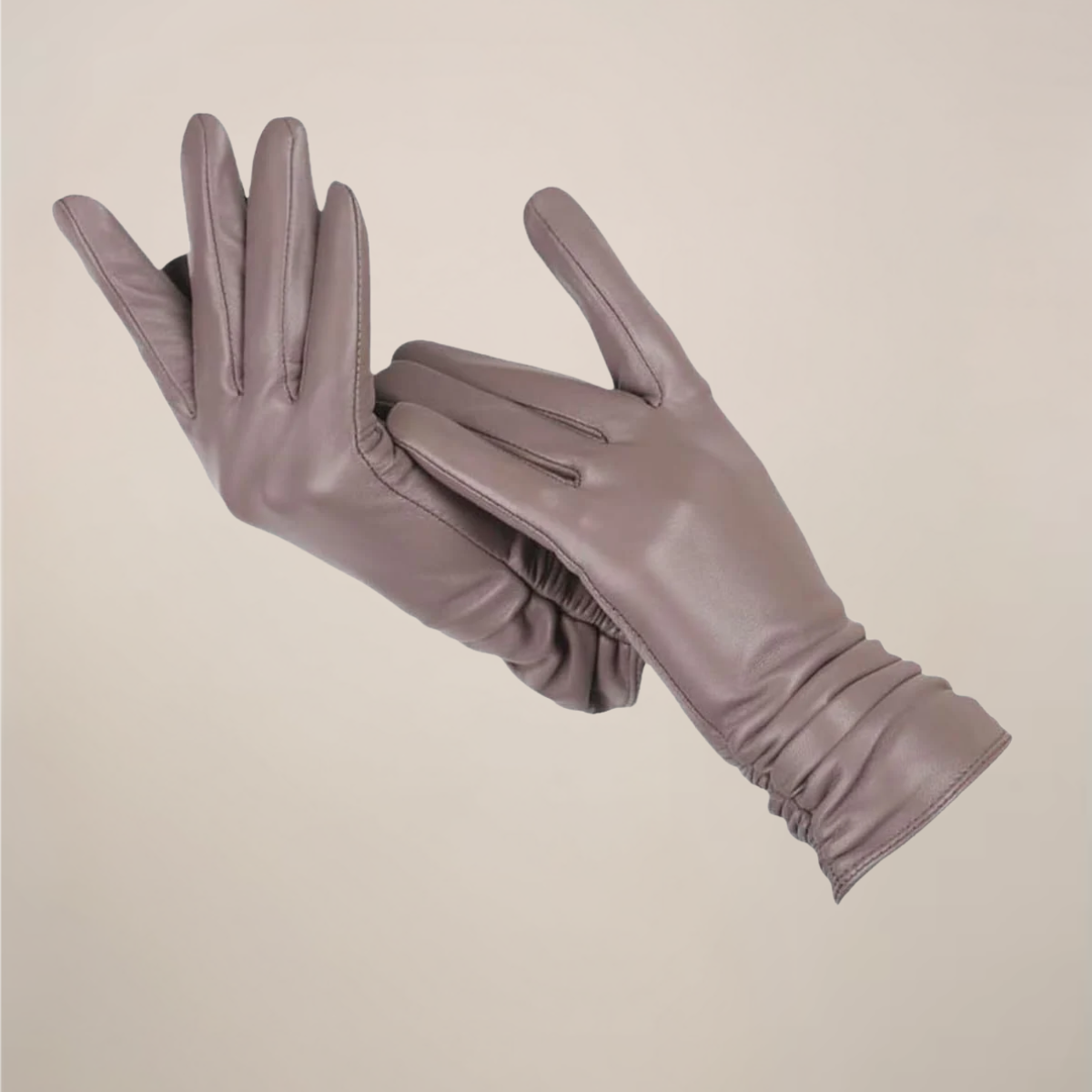 Zoe | Women’s Classic Leather Gloves with Elegant Ruched Wrist