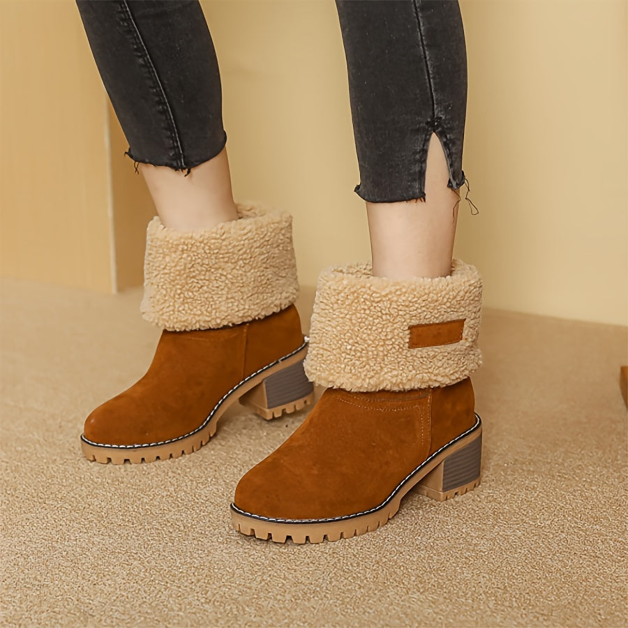 Pamela | Women’s Winter Slip-On Boots | Block Heel with Warm Lining
