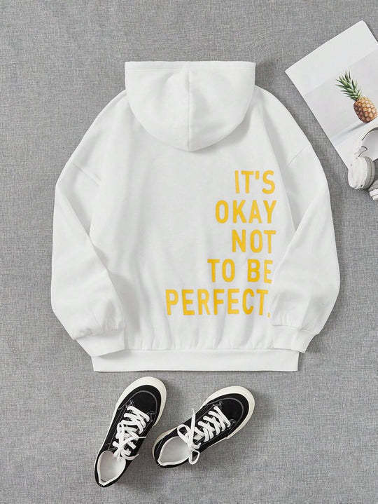 Wilburga | Women's Hoodie Jacket with "It's Okay Not to Be Perfect" Back Print – Cosy and Stylish