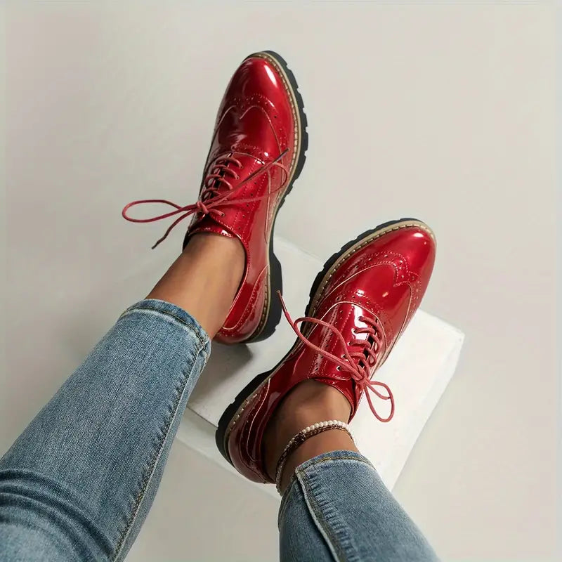 Jean | Women’s Stylish Glossy Lace-Up Shoes for Formal & Casual Wear