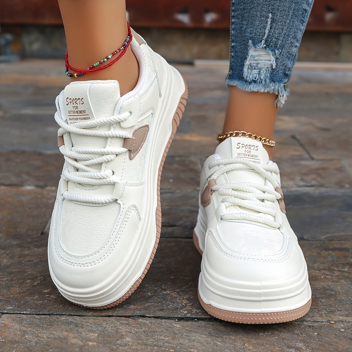 Gabrielie | Women's Breathable Lace-Up Platform Sneakers – Stylish & Comfortable Casual Shoes