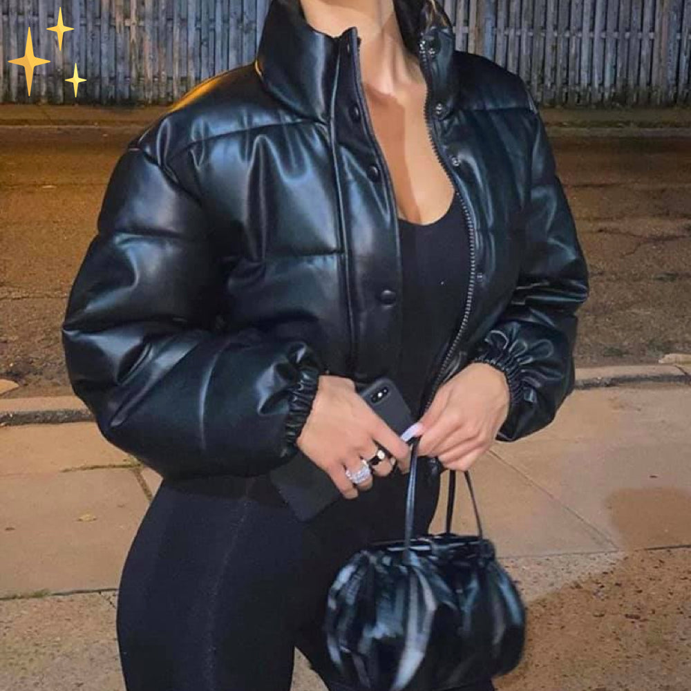 Fenjae | Women's Padded Black Winter Jacket – Stylish, Warm & Weather-Resistant Zip-Up Short Coat