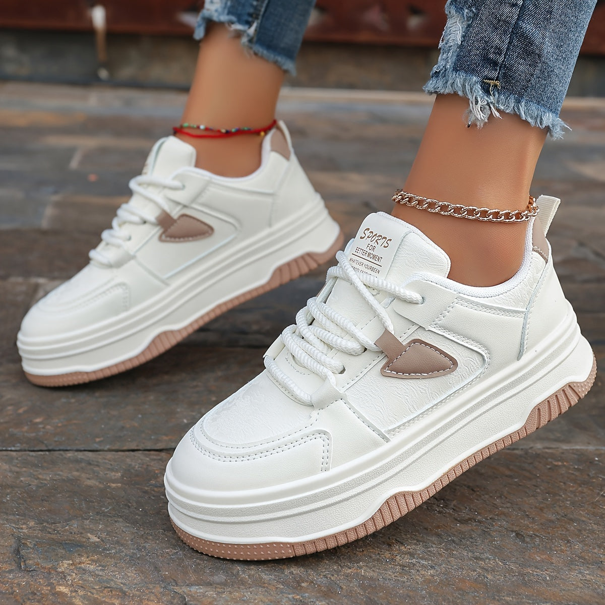 Gabrielie | Women's Breathable Lace-Up Platform Sneakers – Stylish & Comfortable Casual Shoes