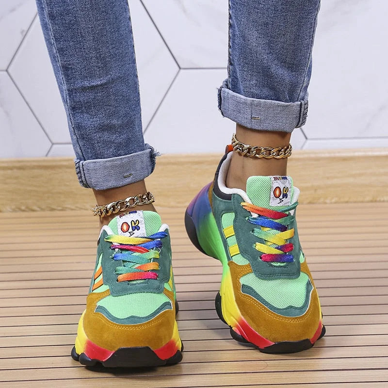 Jemima | Women's Multicolour Lace-Up Orthopedic Platform Sneakers