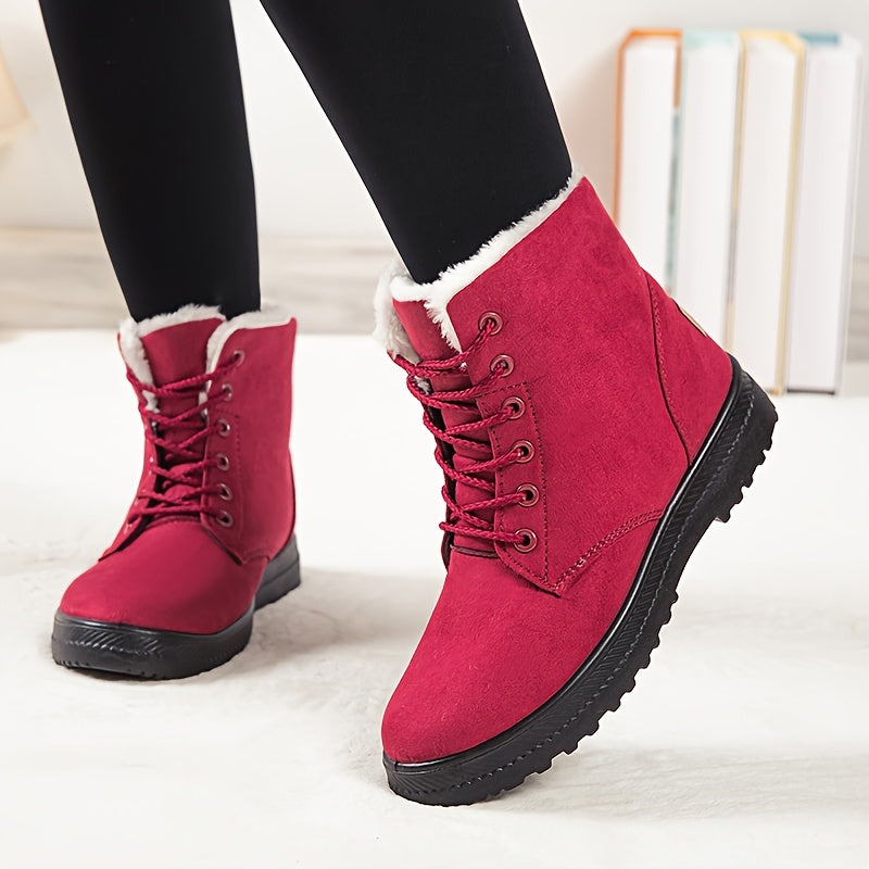 Paulina | Women’s Winter Lace-Up Boots with Flat Sole & Warm Lining