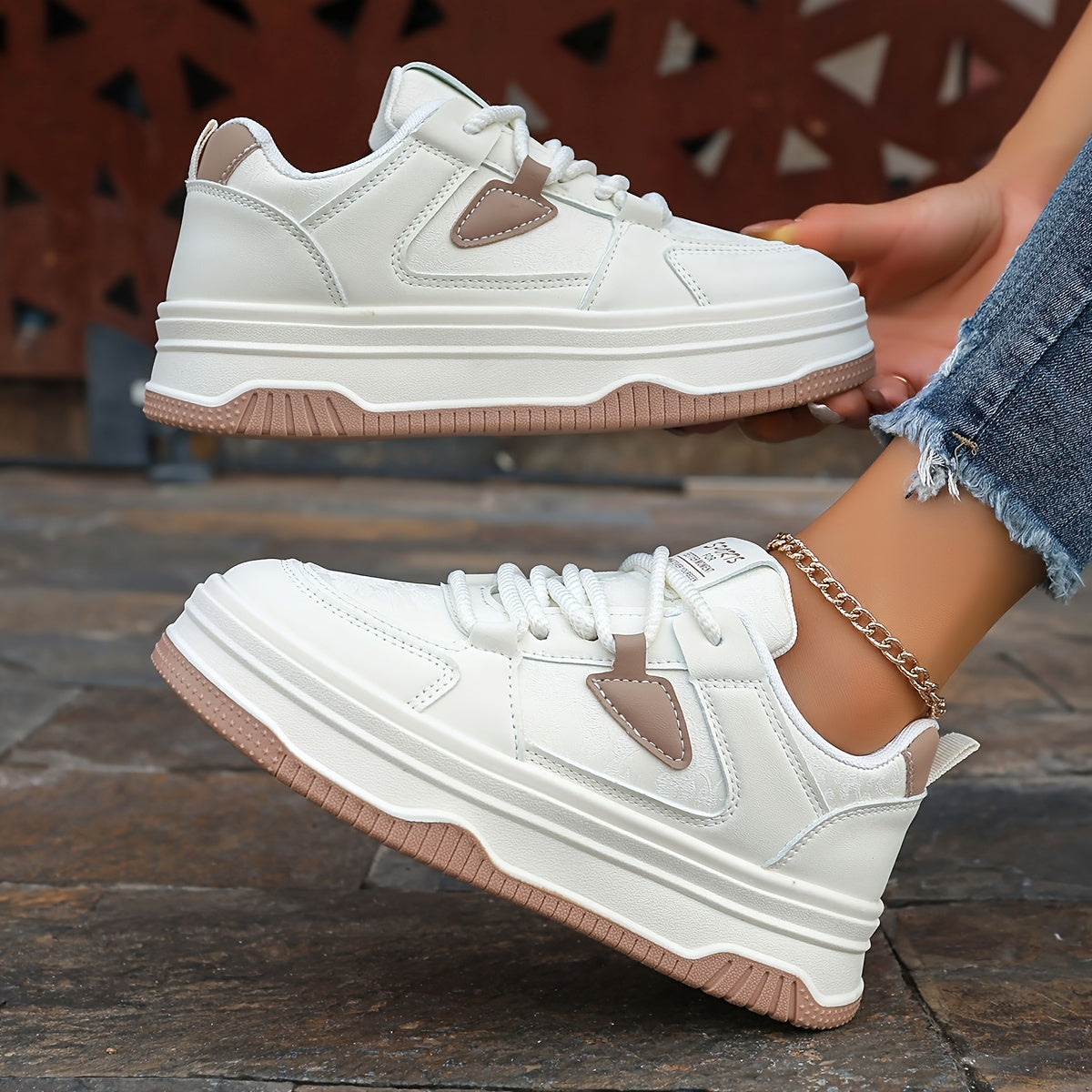 Gabrielie | Women's Breathable Lace-Up Platform Sneakers – Stylish & Comfortable Casual Shoes