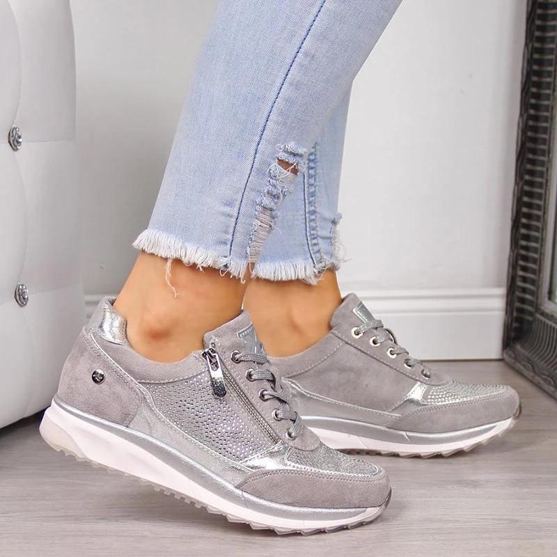 Georgia | Women's Orthopedic Lace-Up & Zip Sparkly Sneakers