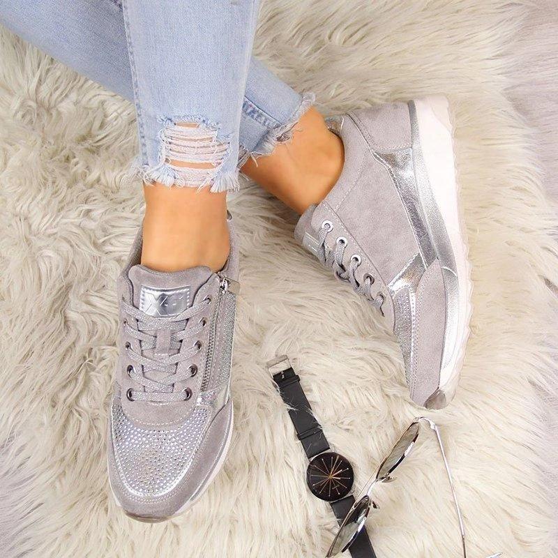 Georgia | Women's Orthopedic Lace-Up & Zip Sparkly Sneakers