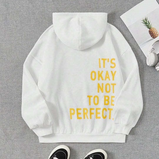 Wilburga | Women's Hoodie Jacket with "It's Okay Not to Be Perfect" Back Print – Cosy and Stylish