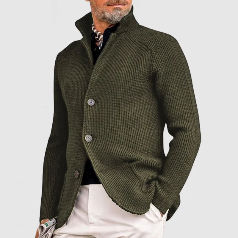 Tobias | Men’s Thick Knit Cardigan with Button Closure in Solid Colours