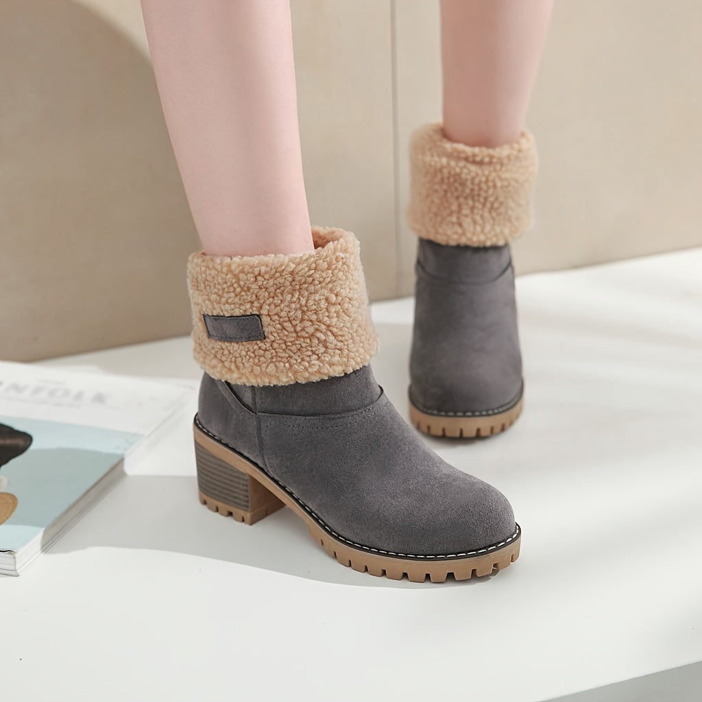 Pamela | Women’s Winter Slip-On Boots | Block Heel with Warm Lining
