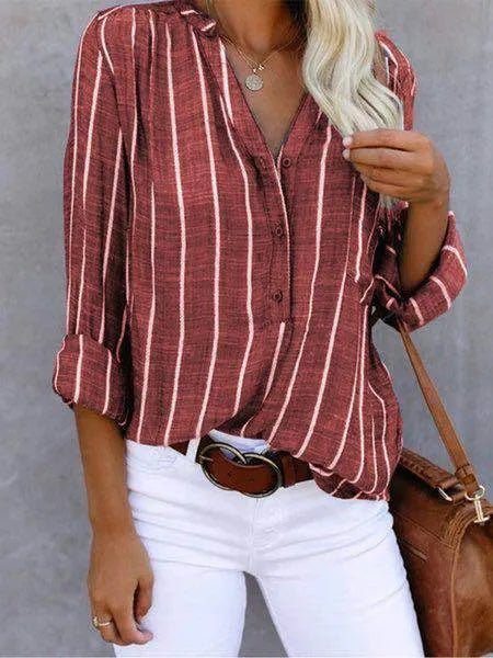 Nerissa | Women's Striped Long-Sleeve Blouse – Elegant & Business Casual
