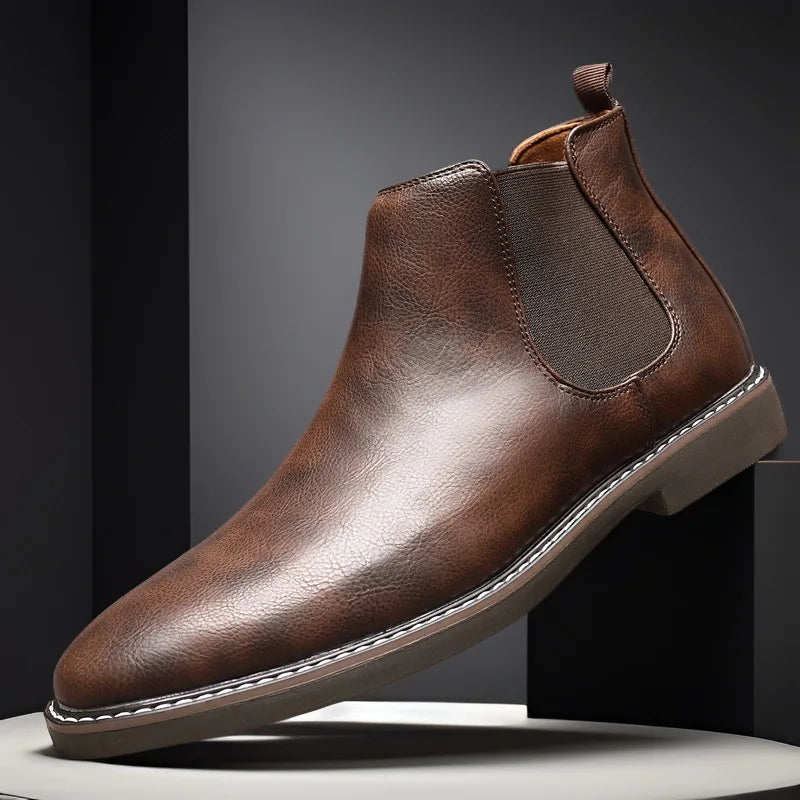 The Lothian Men's Classic Leather Slip On Chelsea Boots