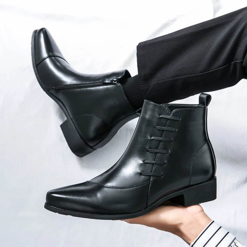 The Paisley Men's Modern Polished Leather Lace Up Chelsea Boots