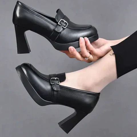 Zelindan | Women's Orthopaedic Loafers with High Block Heel