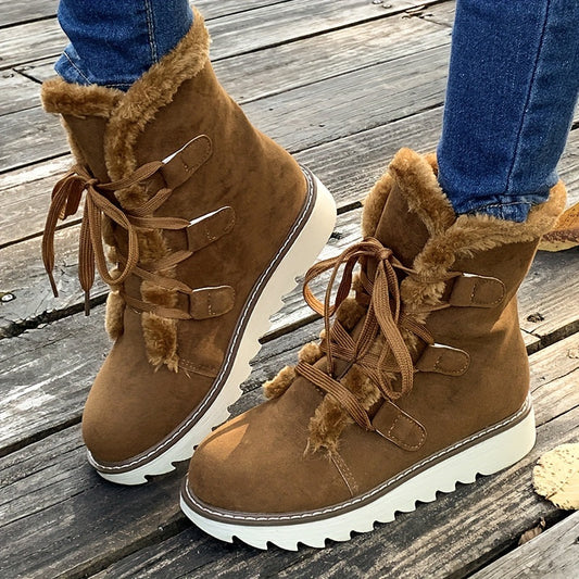 Pearl | Women’s Winter Lace-Up Platform Boots with Warm Lining