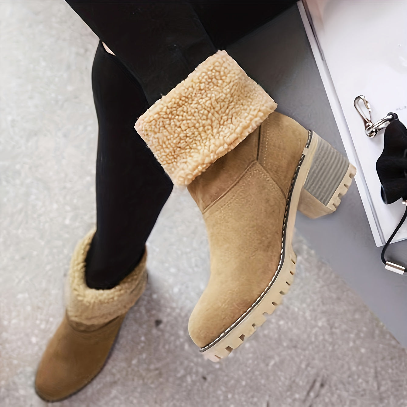 Pamela | Women’s Winter Slip-On Boots | Block Heel with Warm Lining