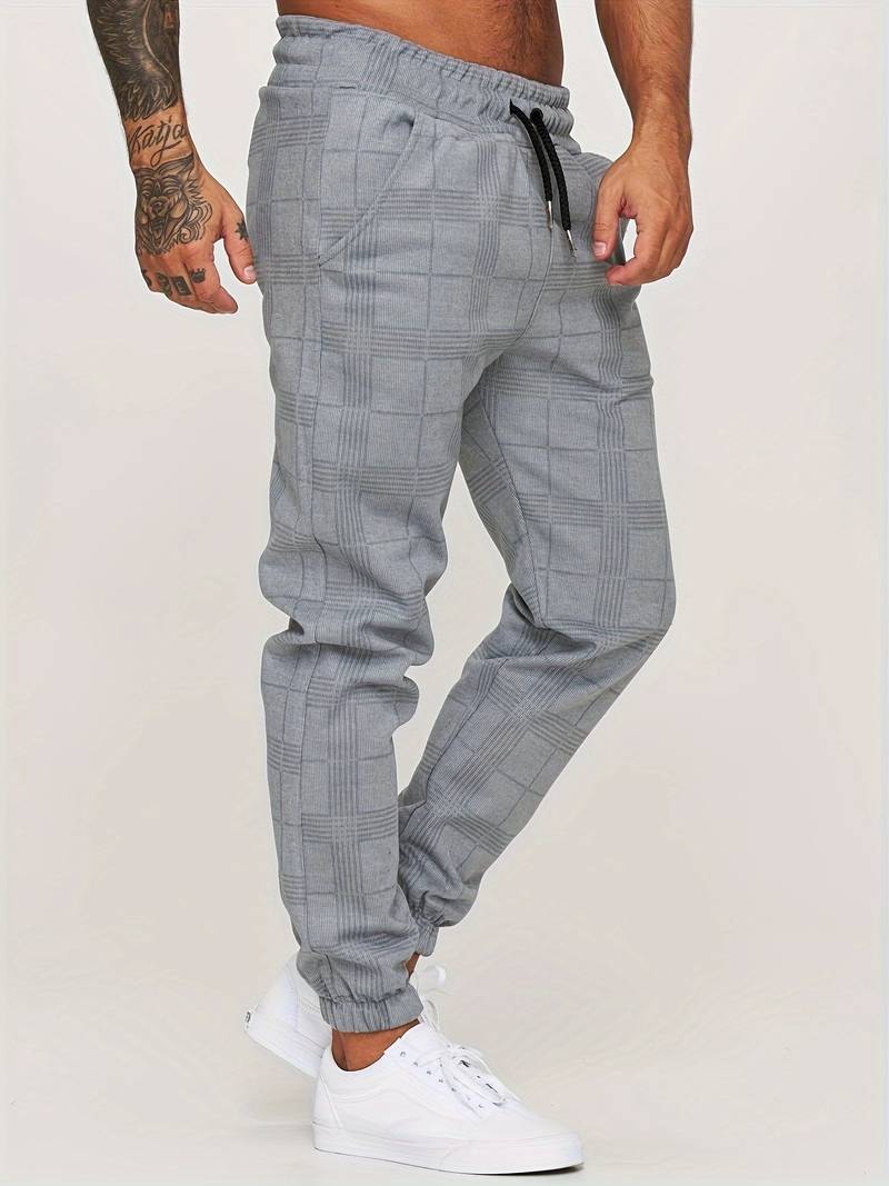 Charles | Men’s Jogging Trousers with Check Pattern & Drawstring Waist