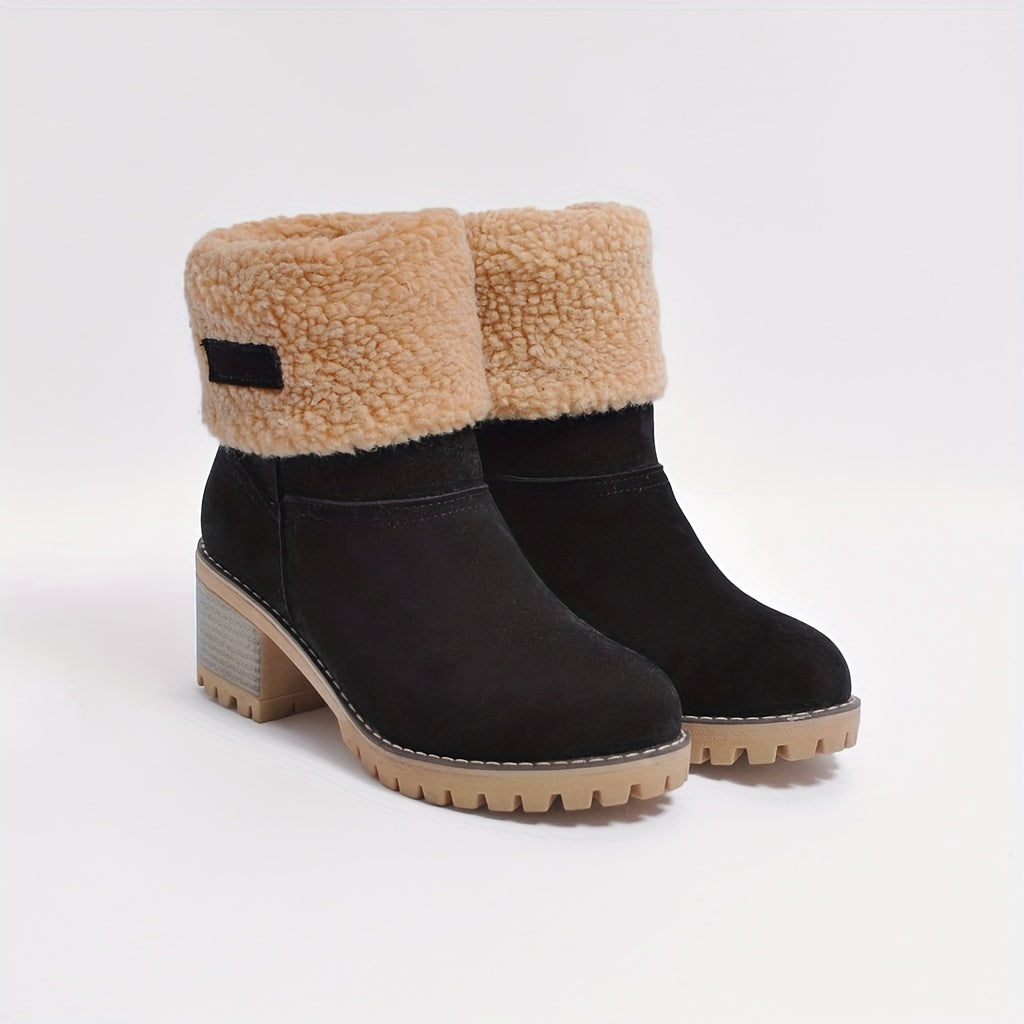 Pamela | Women’s Winter Slip-On Boots | Block Heel with Warm Lining