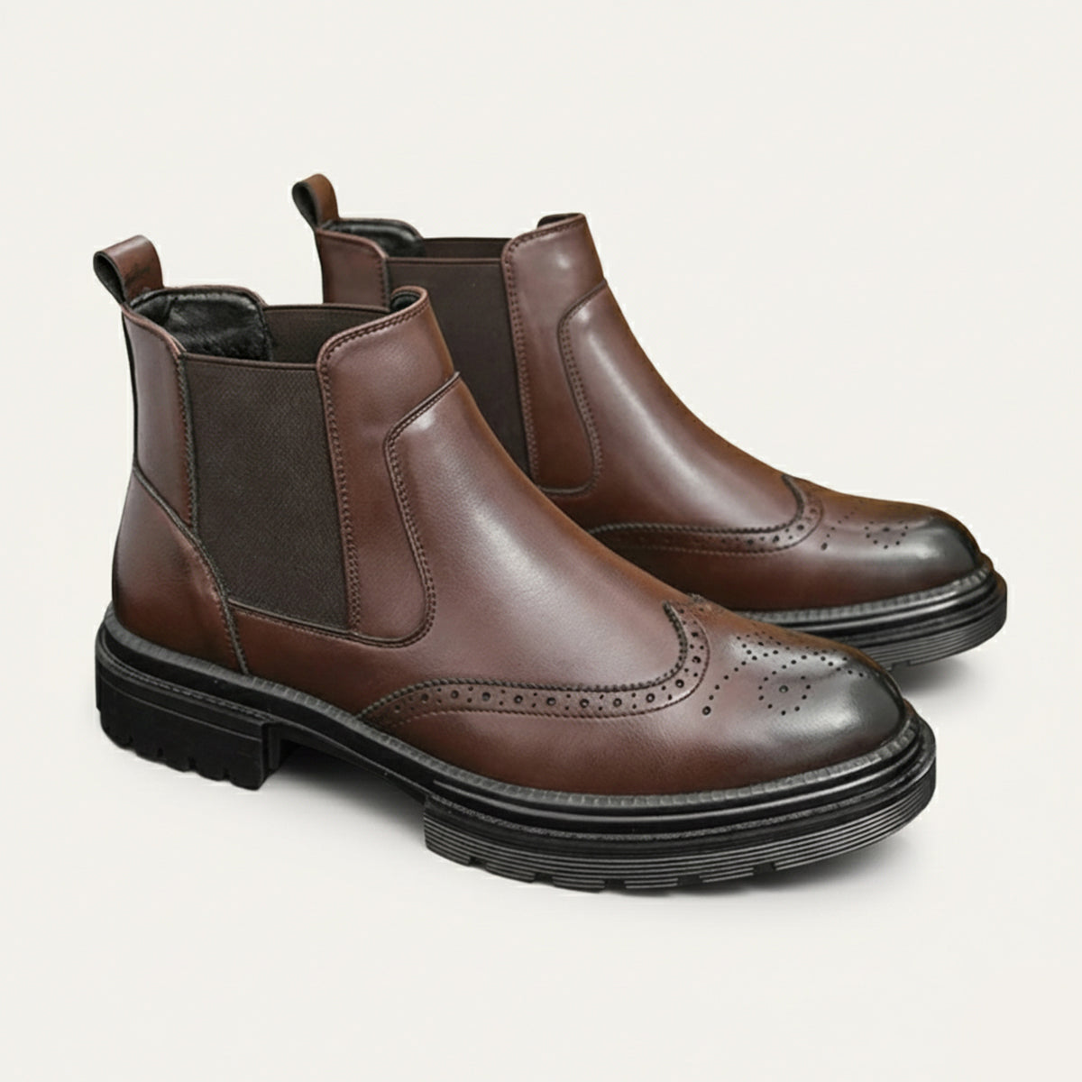 The Eastbourne Men's Smart Brogue Leather Chelsea Boots