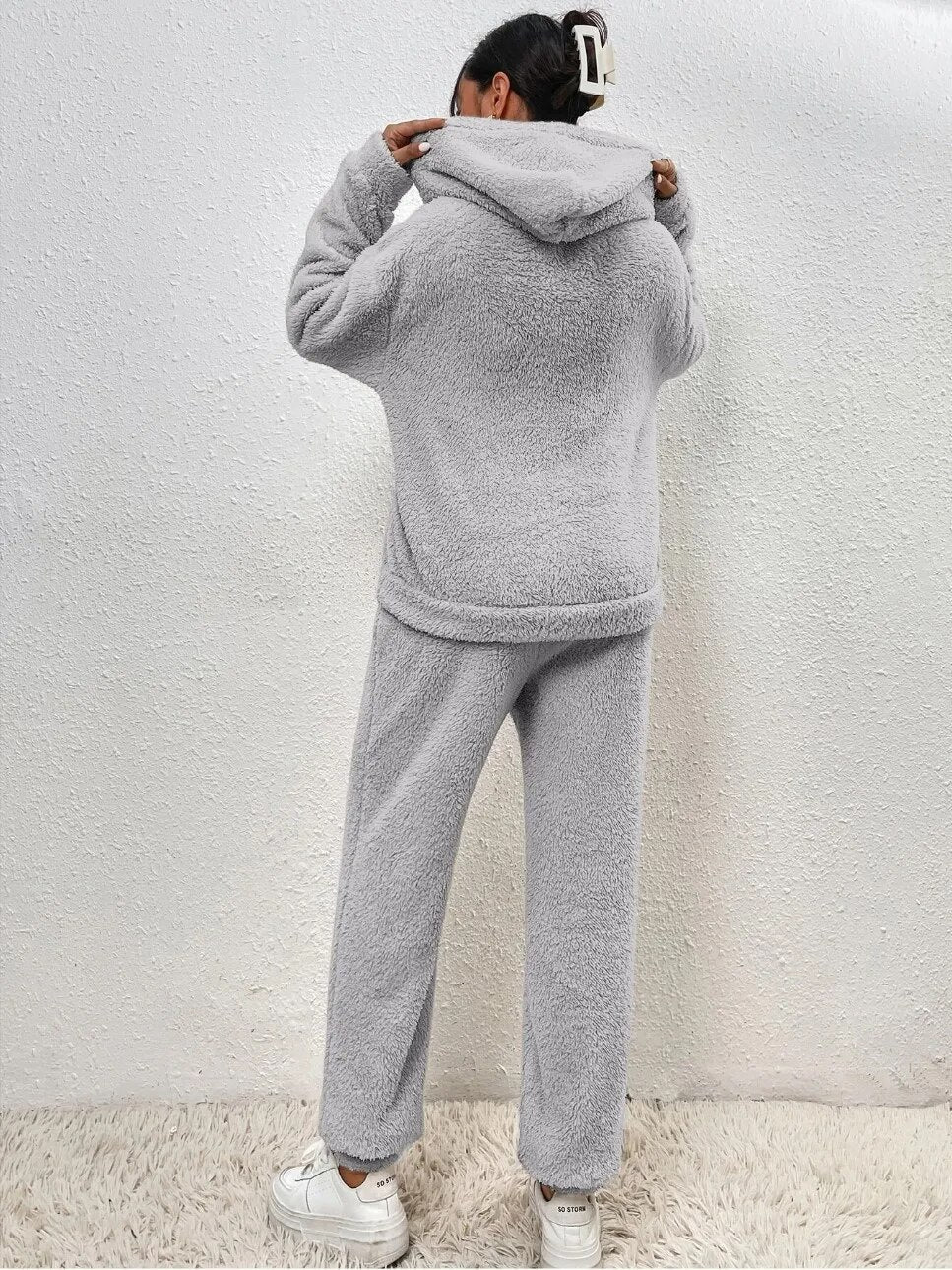 Suzanne | Women’s Teddy Lounge Set, Two-Piece Hoodie & Jogging Bottoms Cosy Warm Suit