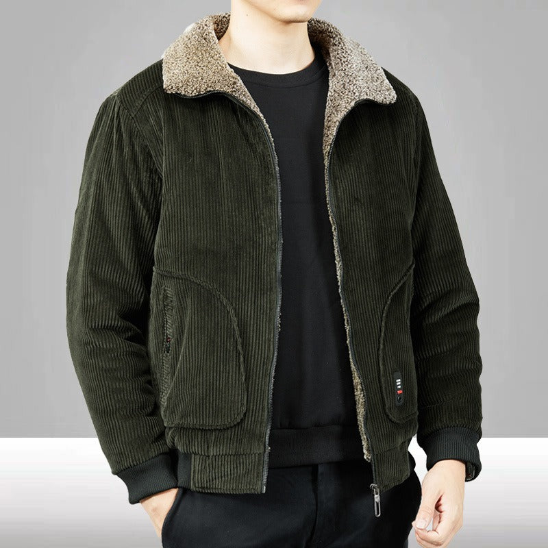 Ander | Men’s Corduroy Bomber Jacket with Sherpa Collar & Ribbed Cuffs