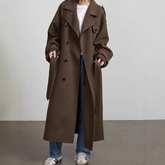 Ellery | Women’s Oversized Wool Blend Trench Coat with Waist Tie
