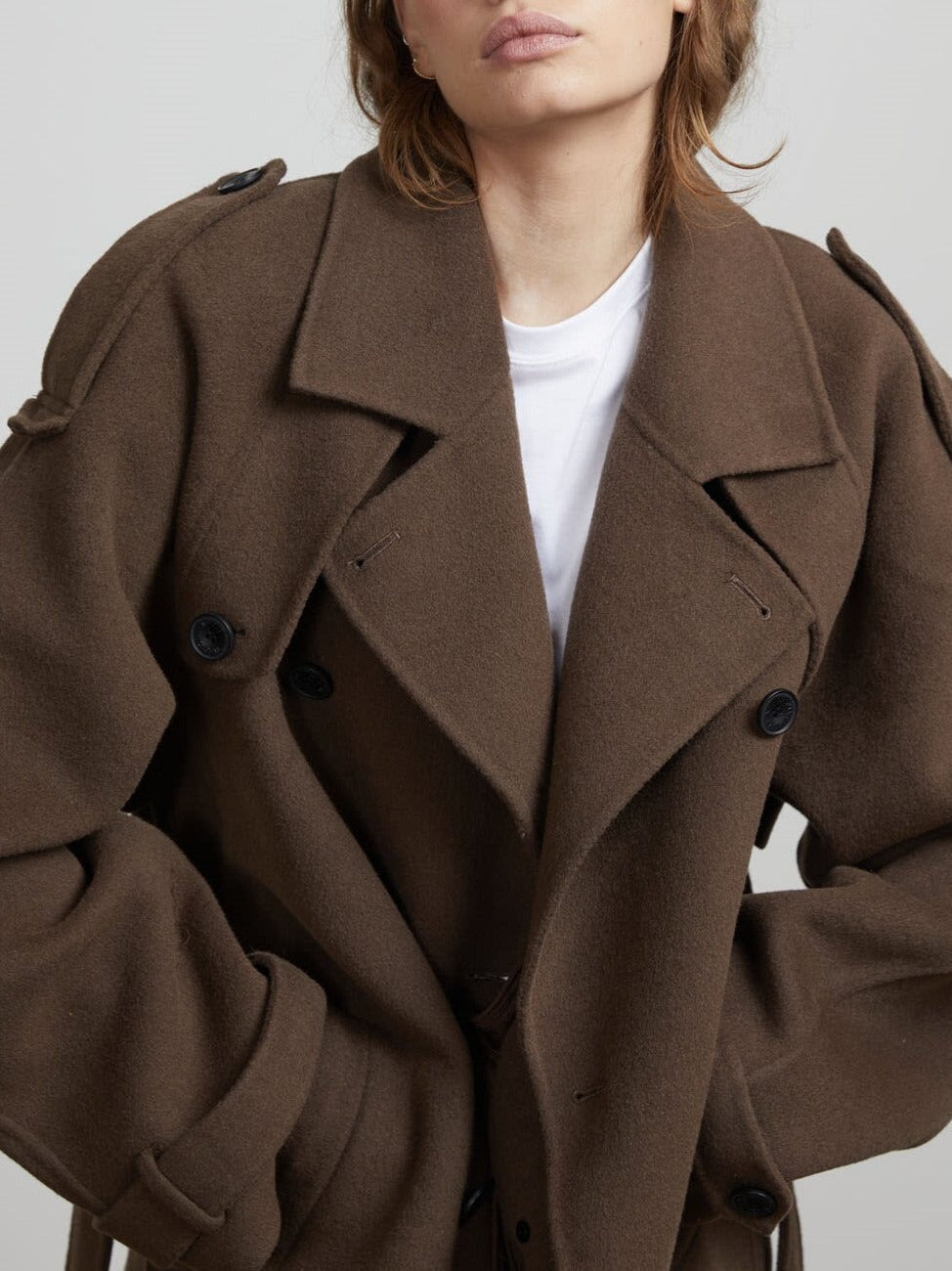 Ellery | Women’s Oversized Wool Blend Trench Coat with Waist Tie