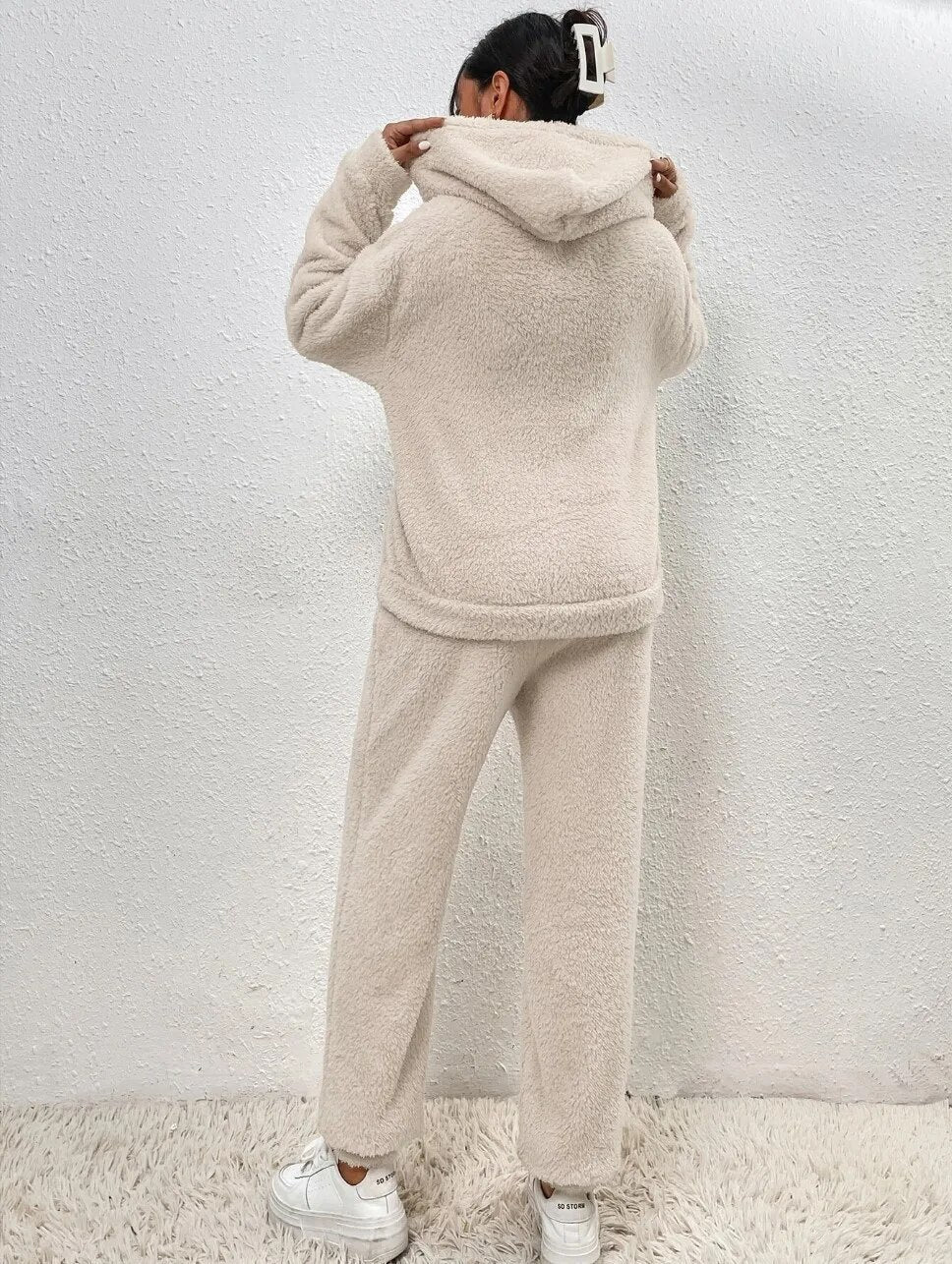 Suzanne | Women’s Teddy Lounge Set, Two-Piece Hoodie & Jogging Bottoms Cosy Warm Suit