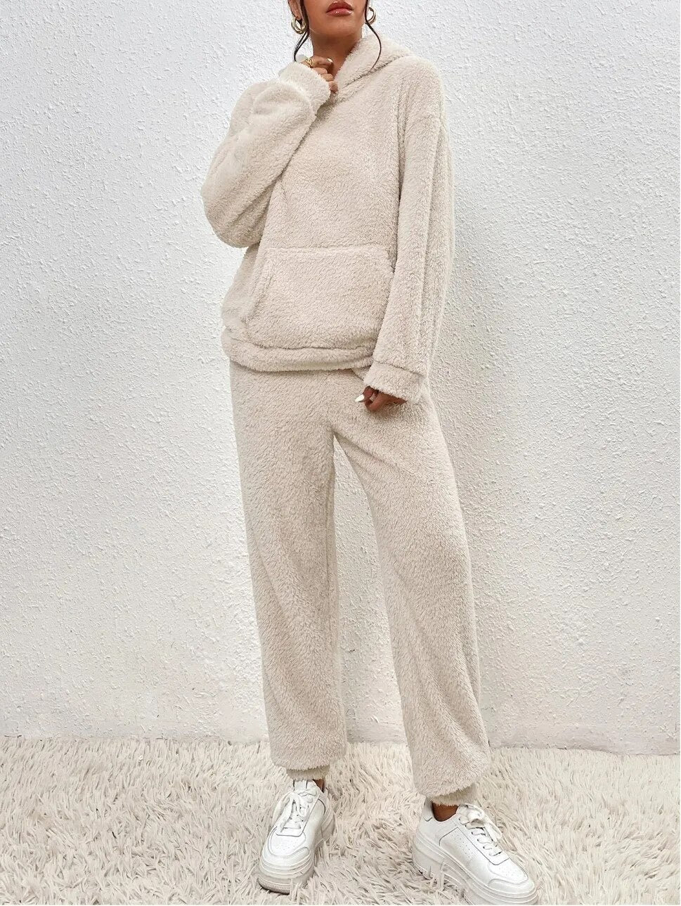 Suzanne | Women’s Teddy Lounge Set, Two-Piece Hoodie & Jogging Bottoms Cosy Warm Suit