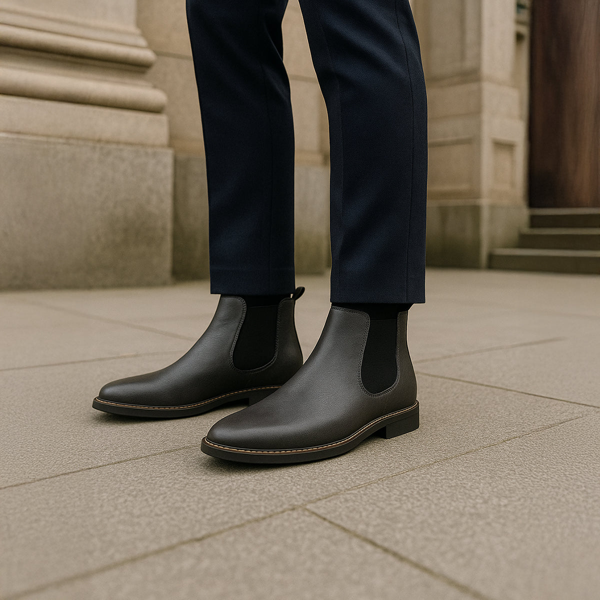 The Lothian Men's Classic Leather Slip On Chelsea Boots