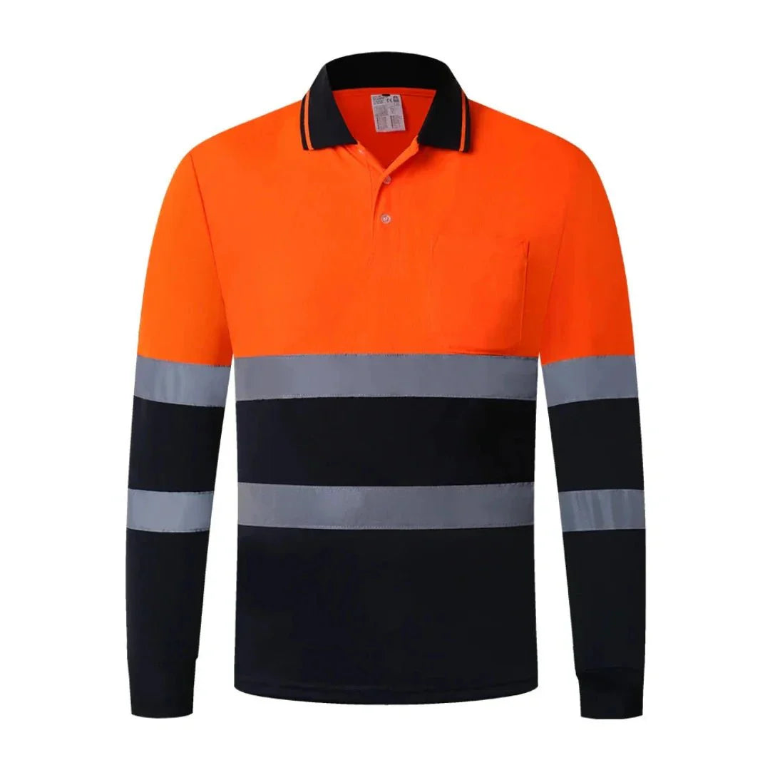 Lennox | Men's Safety Reflective Long Sleeve Work Polo Shirt – Comfortable, Durable, and High-Visibility
