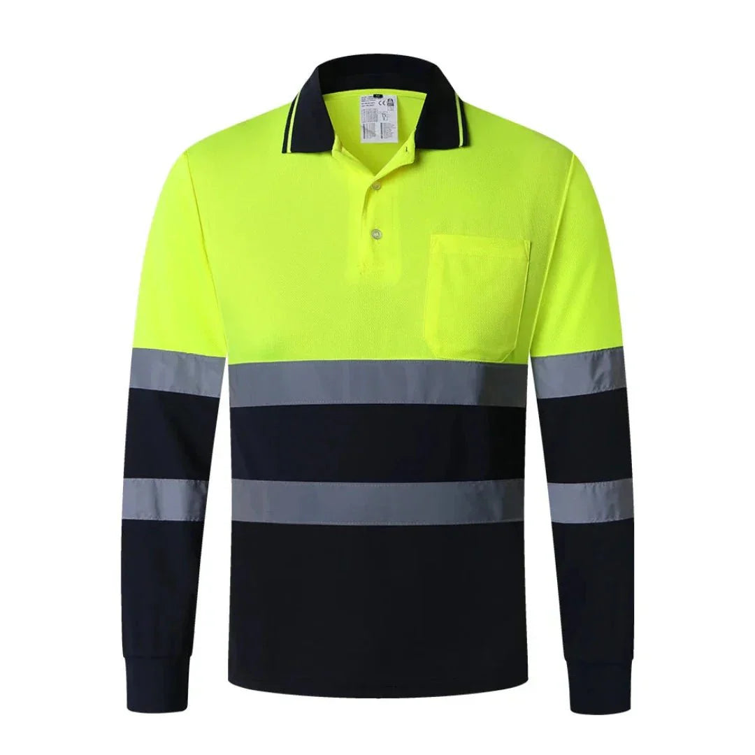 Lennox | Men's Safety Reflective Long Sleeve Work Polo Shirt – Comfortable, Durable, and High-Visibility