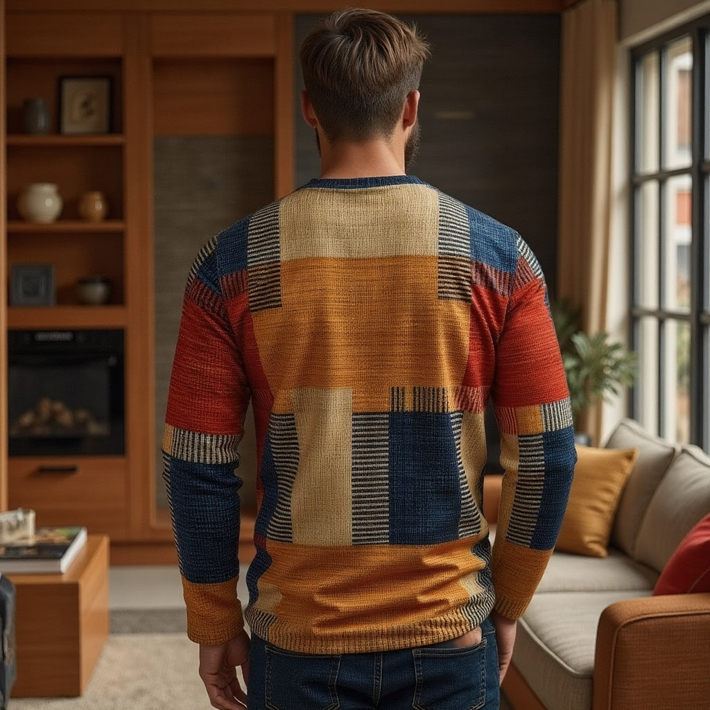 Matthis | Men's Multicolour Block Design Cashmere Jumper – Stylish & Warm