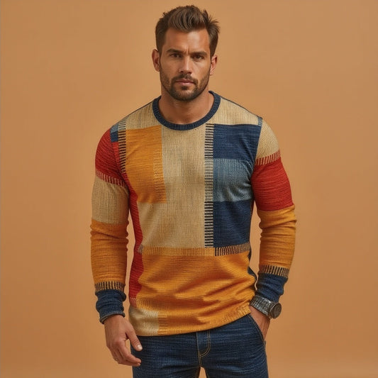 Matthis | Men's Multicolour Block Design Cashmere Jumper – Stylish & Warm