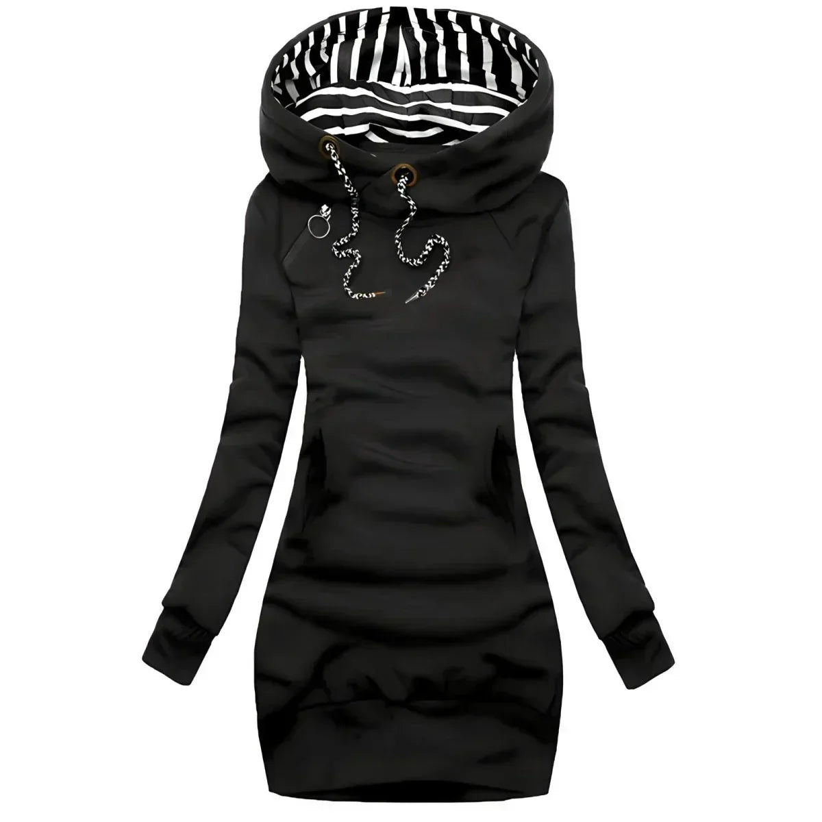 Zofia | Women's Slim Fit Hoodie Dress with Drawstring Hood and Side Pockets