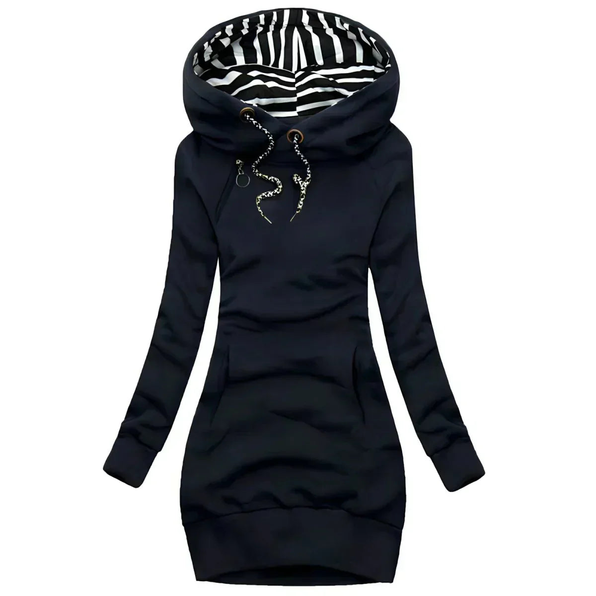 Zofia | Women's Slim Fit Hoodie Dress with Drawstring Hood and Side Pockets