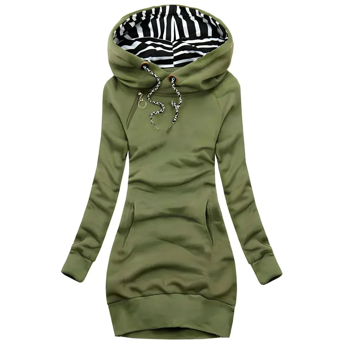 Zofia | Women's Slim Fit Hoodie Dress with Drawstring Hood and Side Pockets