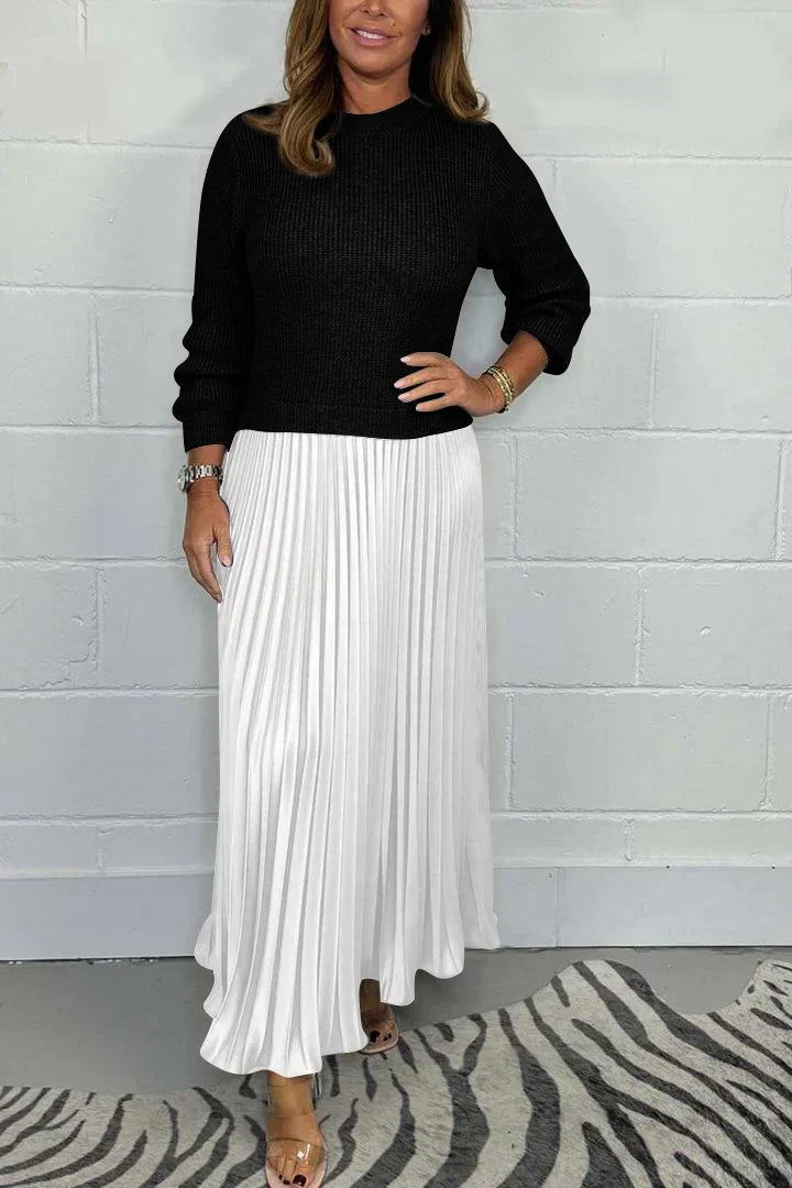 Prisca | Women's 2-in-1 Knit Dress with Long Pleated Skirt