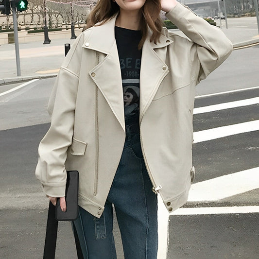 Clara | Women's Zip-Up Casual PU Leather Jacket