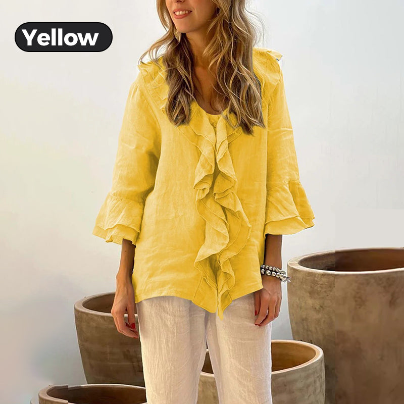Merryn | Women's Elegant Ruffled Long Sleeve Buttoned Blouse – Effortlessly Stylish and Versatil