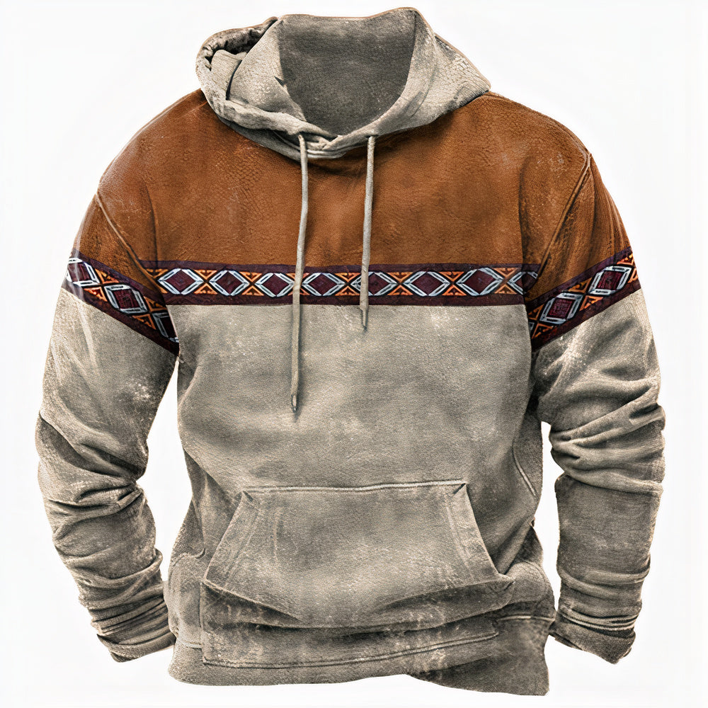Alan | Men’s Vintage Hoodie with Ethnic Pattern Detailing