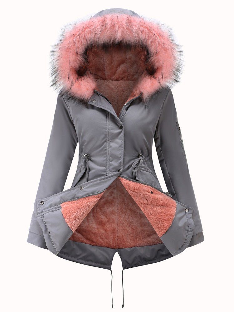 Malou | Women's Fleece-Lined Slim Fit Winter Coat with Faux Fur Details and Hood