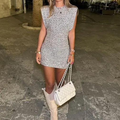 Minerva | Women's Sleeveless Sparkly Sequin Mini Dress – Perfect Party Wear