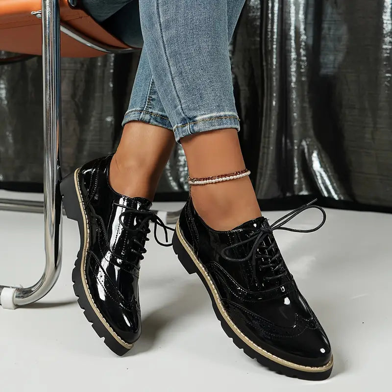 Jean | Women’s Stylish Glossy Lace-Up Shoes for Formal & Casual Wear
